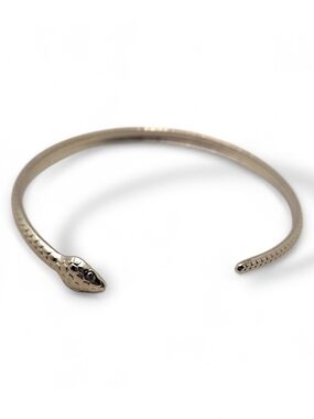 Gold Snake-Head Reptile Cuff Bracelet - Stainless Steel